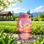Olive Branch Dove Cremation Urn for Human Ashes – Personalized Handmade Aluminum Urn