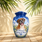 dog memorial photo memorial urn for pet ashes, handmade aluminum pet memorial urn with photo – picture 2