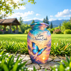 Butterfly in the Clouds Cremation Urn for Human Ashes – Personalized Handmade Aluminum Urn