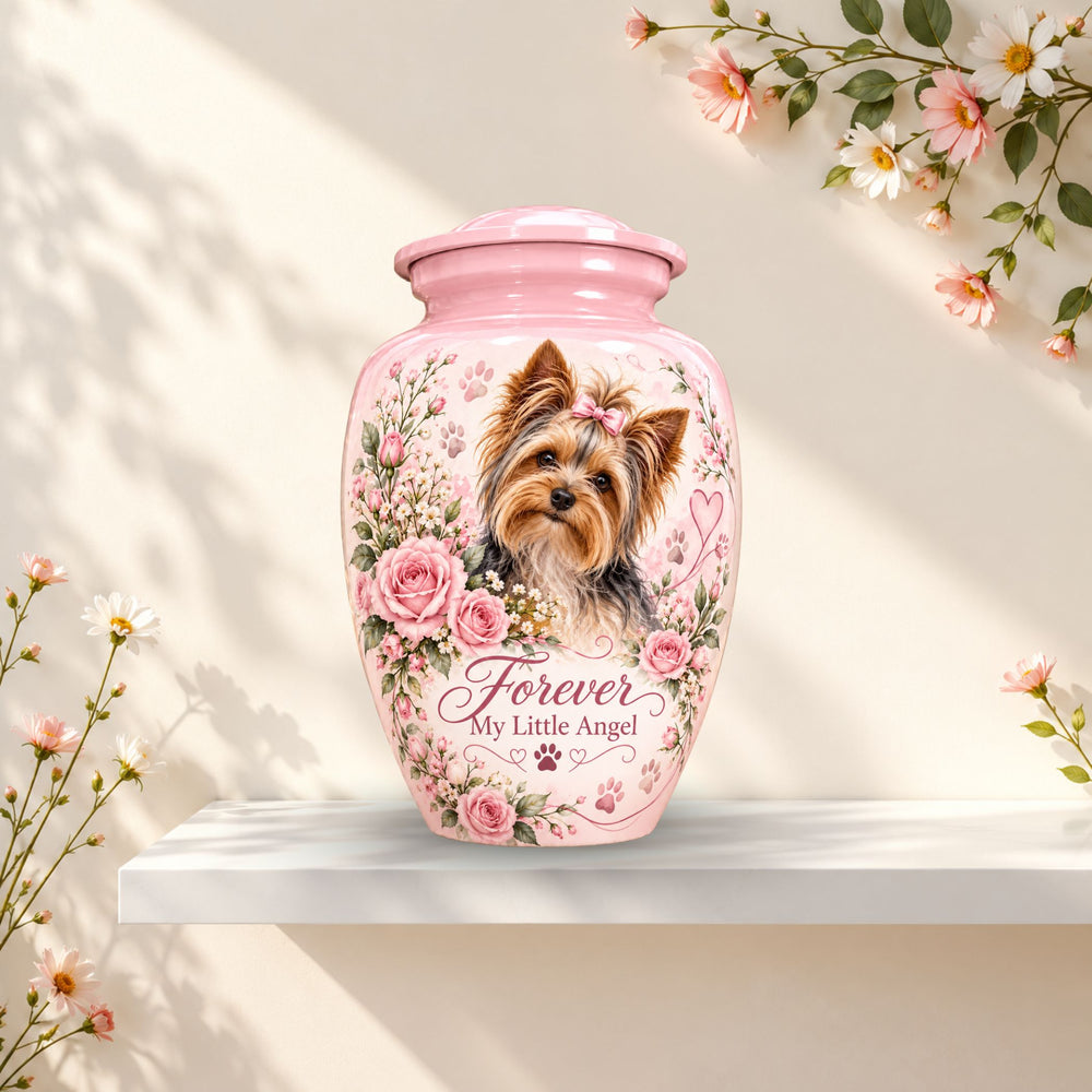 dog memorial photo urn for dog ashes, handmade aluminum pet memorial urn with photo – picture 3