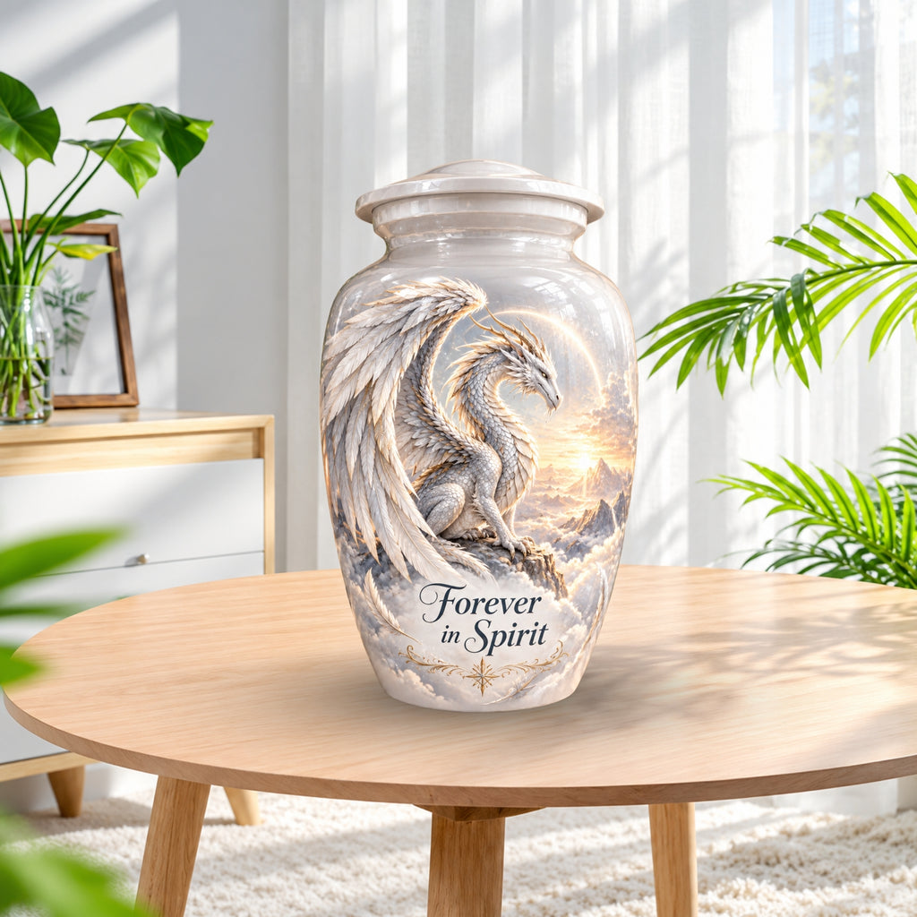 dragon art urn for human ashes, handmade aluminum urn – photo 3