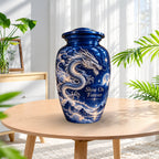 dragon art cremation urn with keepsakes, handmade aluminum urn – photo 3