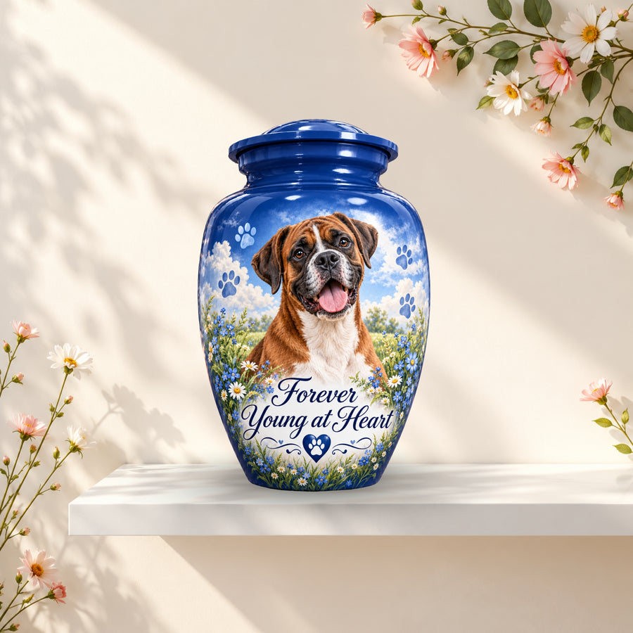 dog memorial photo memorial urn for pet ashes, handmade aluminum pet memorial urn with photo – picture 3