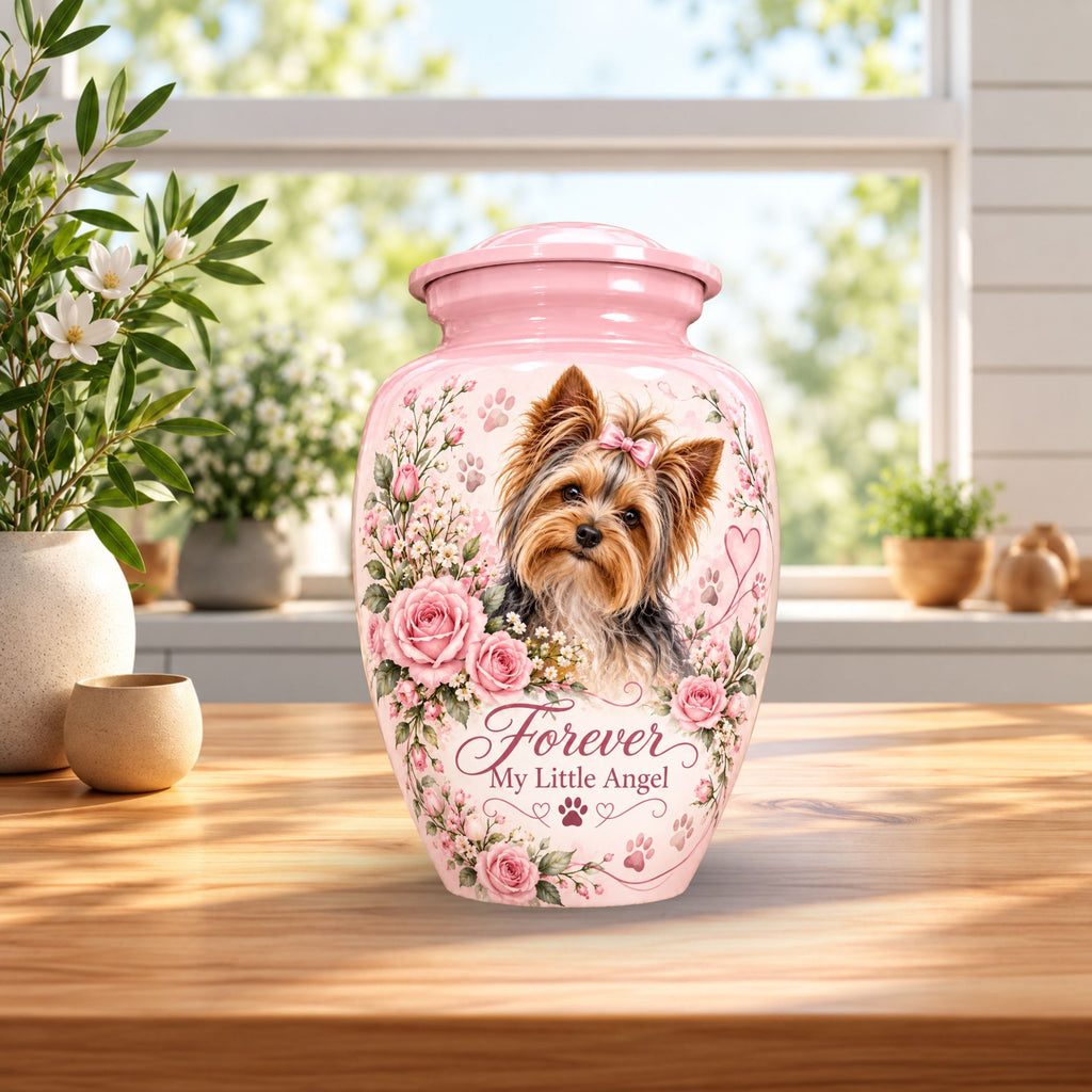 dog memorial photo urn for dog ashes, handmade aluminum pet memorial urn with photo – picture 4