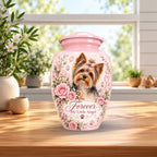 dog memorial photo urn for dog ashes, handmade aluminum pet memorial urn with photo – picture 4