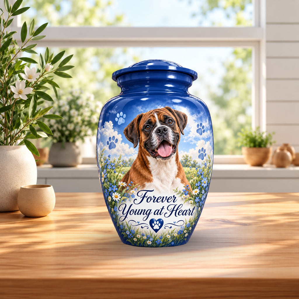 dog memorial photo memorial urn for pet ashes, handmade aluminum pet memorial urn with photo – picture 4