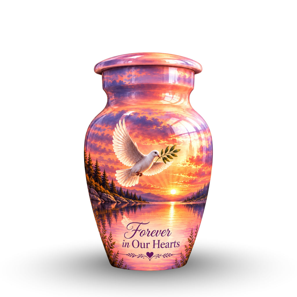 Olive Branch Dove Cremation Urn for Human Ashes – Personalized Handmade Aluminum Urn