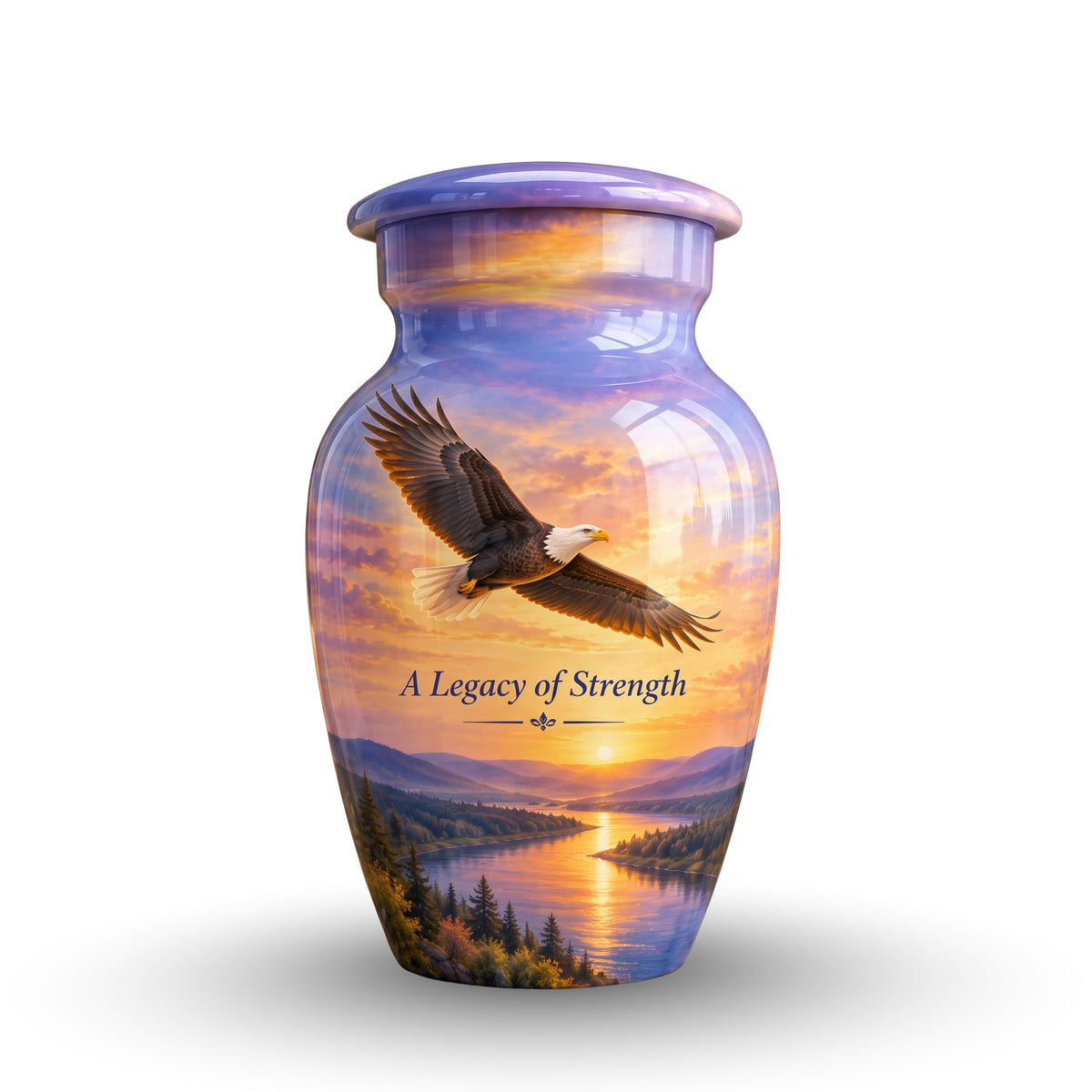"A Legacy of Strength" Bald Eagle Cremation Urn for Human Ashes – Personalized Handmade Aluminum Urn