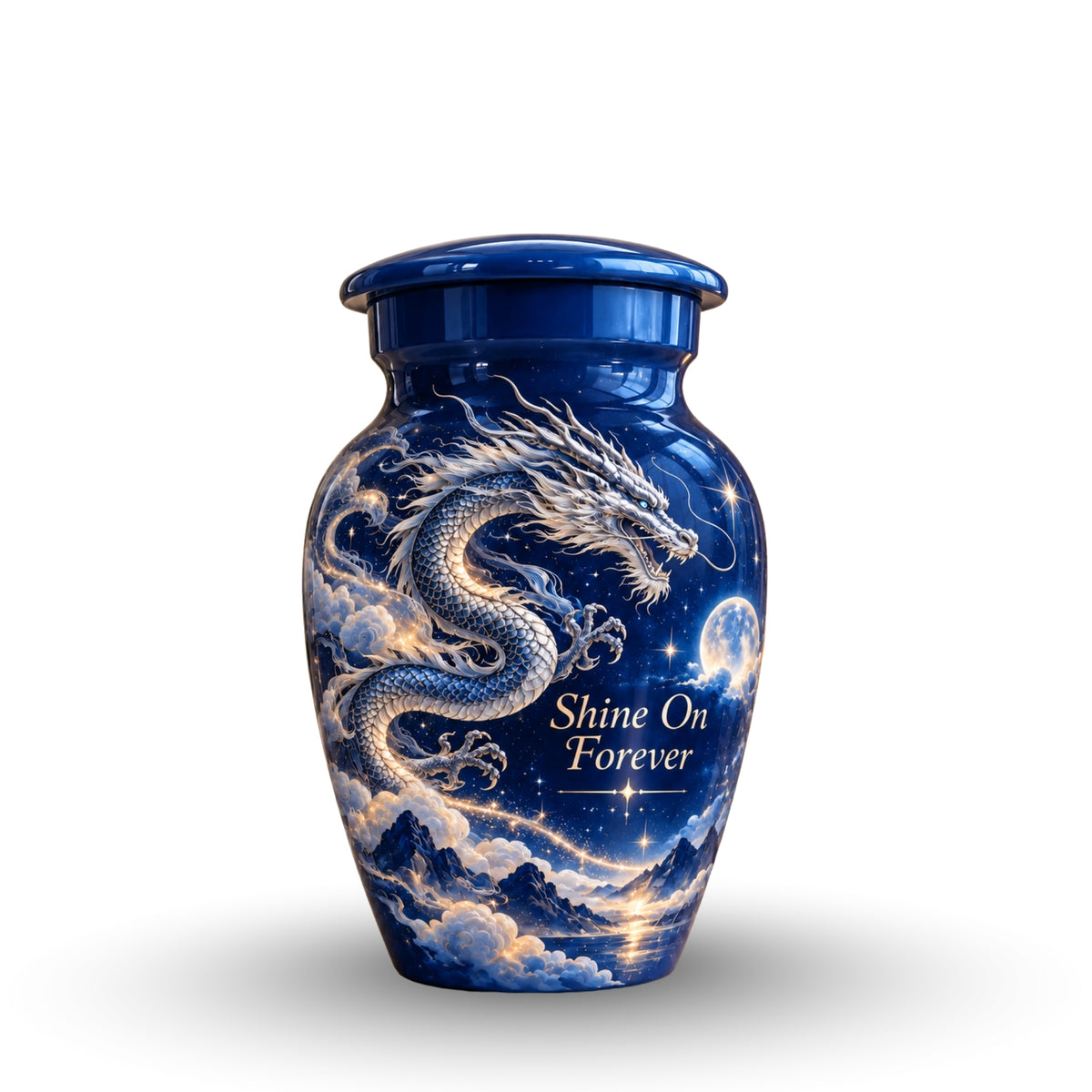 dragon art cremation urn with keepsakes, handmade aluminum urn – photo 4