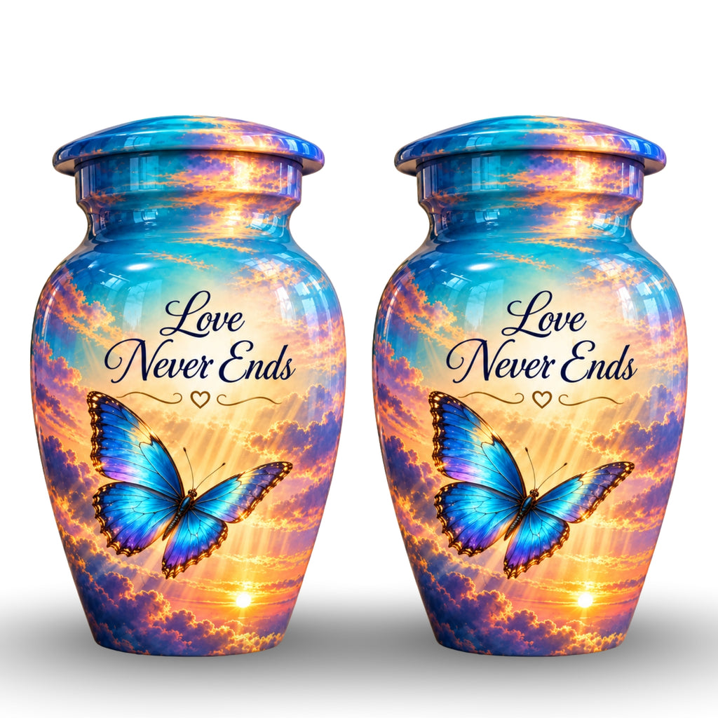 Butterfly in the Clouds Cremation Urn for Human Ashes – Personalized Handmade Aluminum Urn