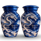 dragon art cremation urn with keepsakes, handmade aluminum urn – photo 5