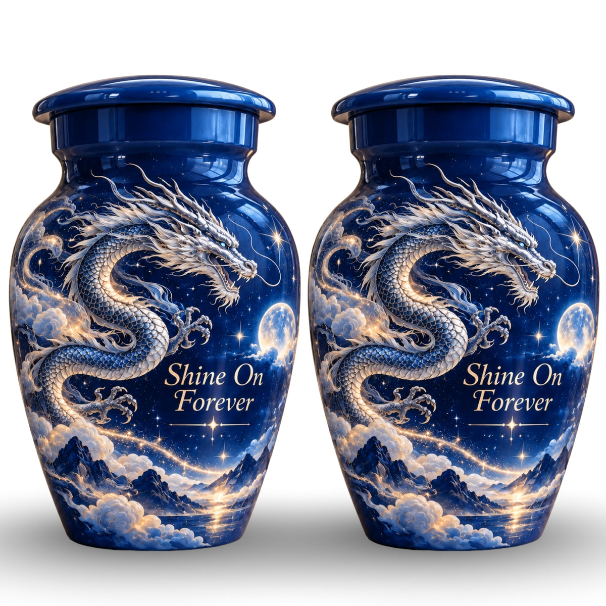 dragon art cremation urn with keepsakes, handmade aluminum urn – photo 5