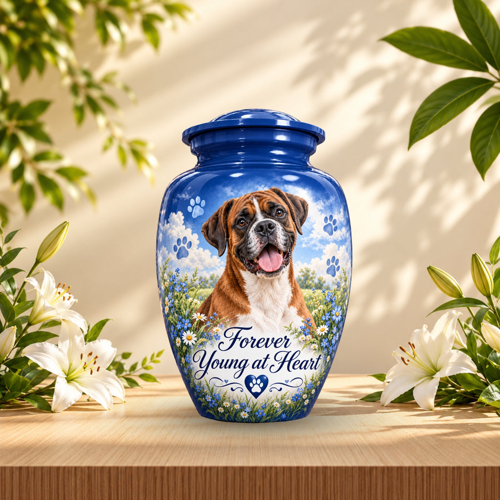 dog memorial photo memorial urn for pet ashes, handmade aluminum pet memorial urn with photo – picture 5