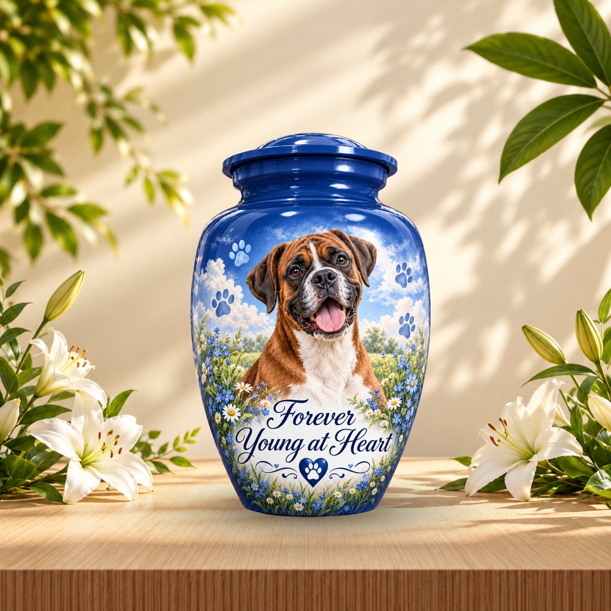 dog memorial photo memorial urn for pet ashes, handmade aluminum pet memorial urn with photo – picture 5
