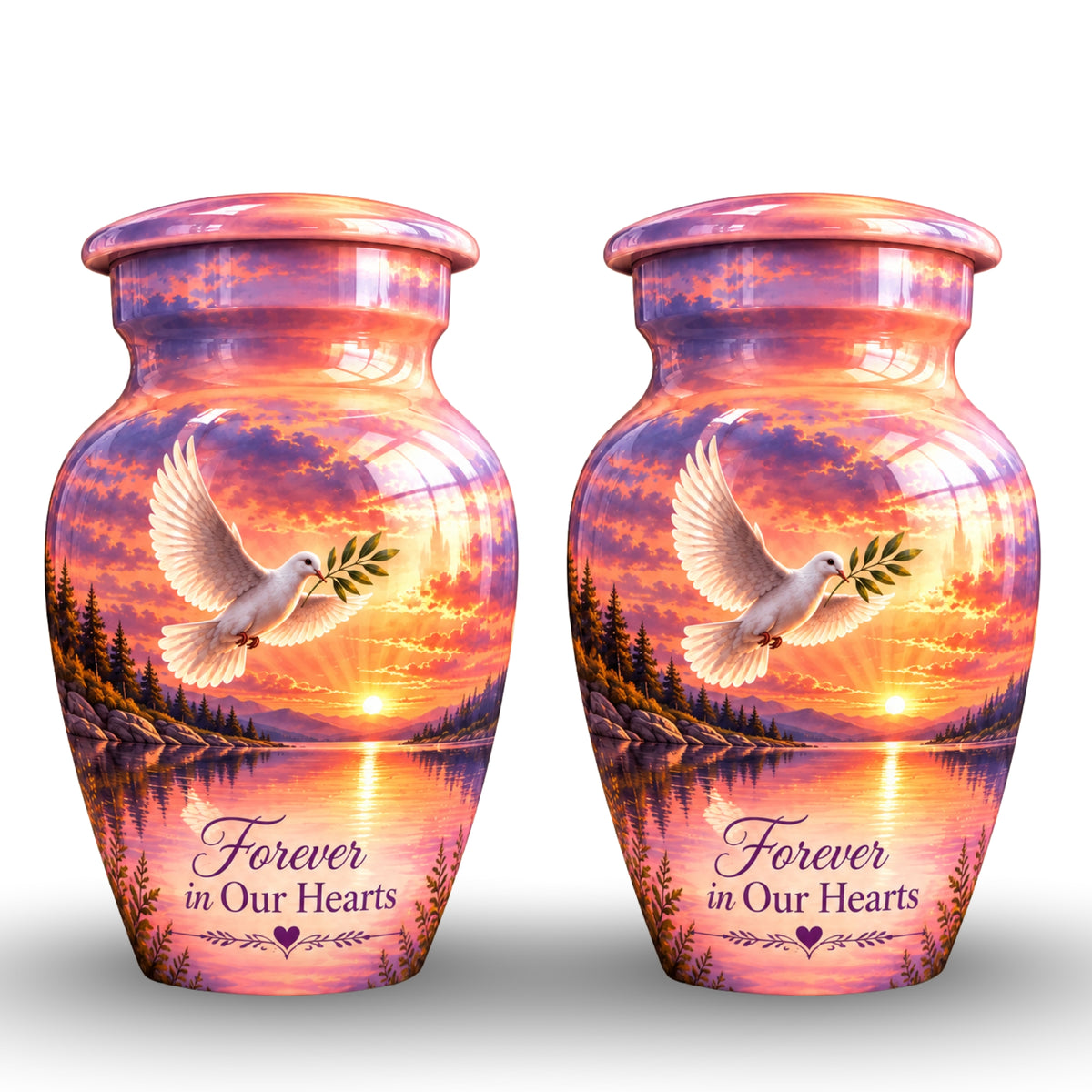 Olive Branch Dove Cremation Urn for Human Ashes – Personalized Handmade Aluminum Urn