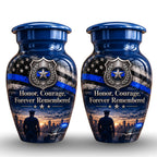 police officer tribute cremation urn for human ashes, handmade aluminum – photo 5