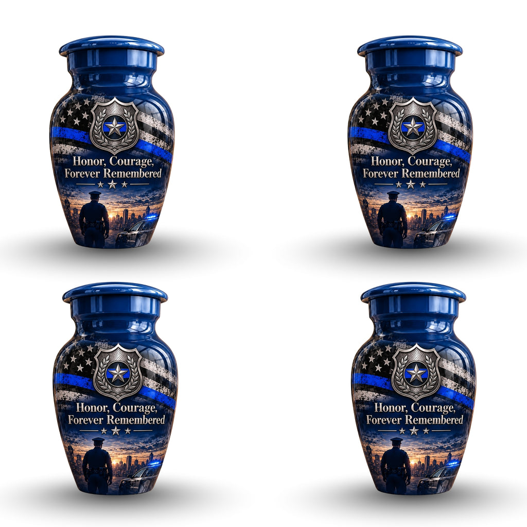 police officer tribute cremation urn for human ashes, handmade aluminum – photo 6
