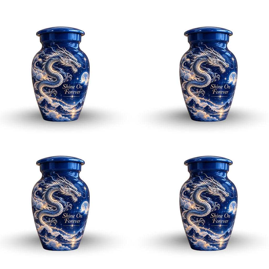 dragon art cremation urn with keepsakes, handmade aluminum urn – photo 6