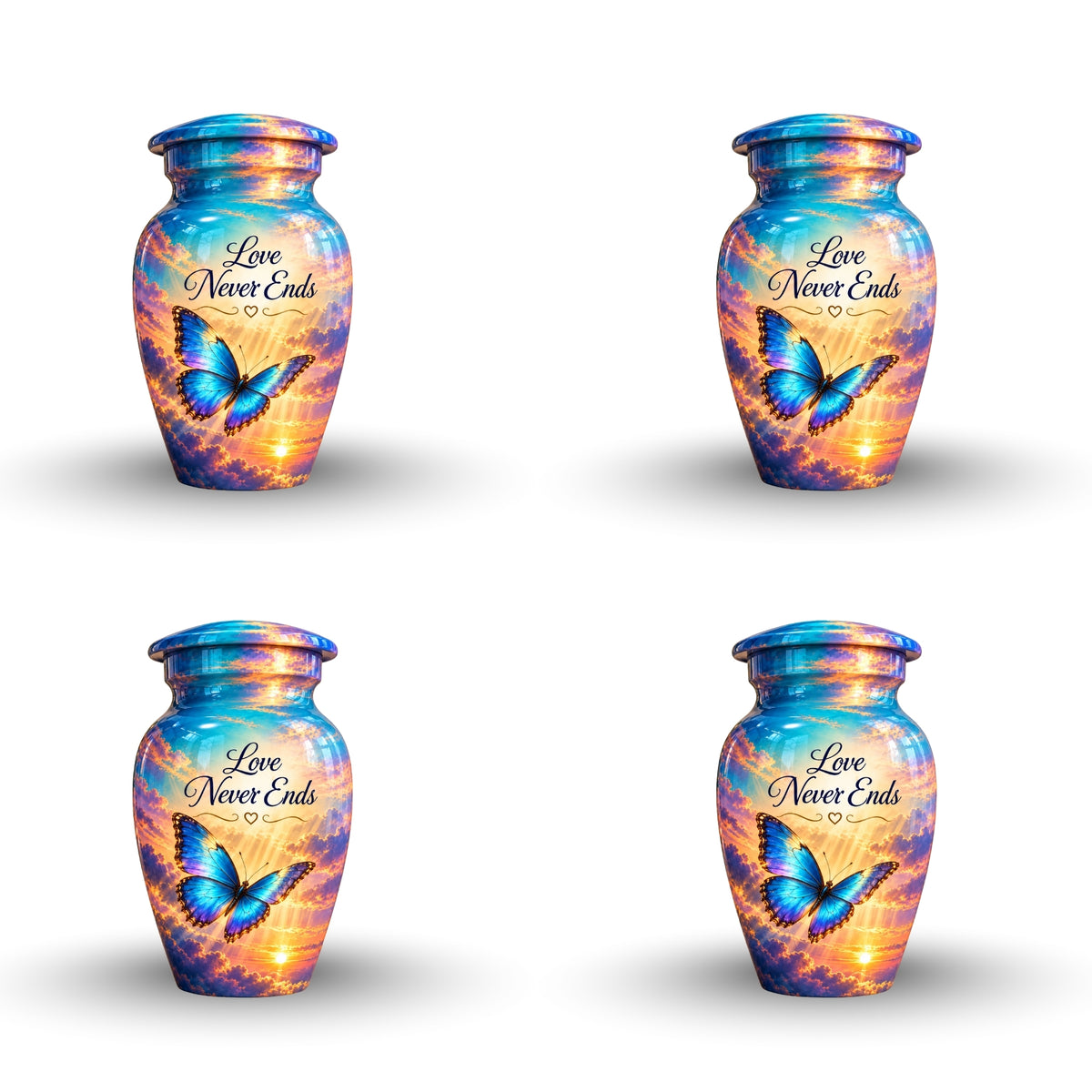 Butterfly in the Clouds Cremation Urn for Human Ashes – Personalized Handmade Aluminum Urn