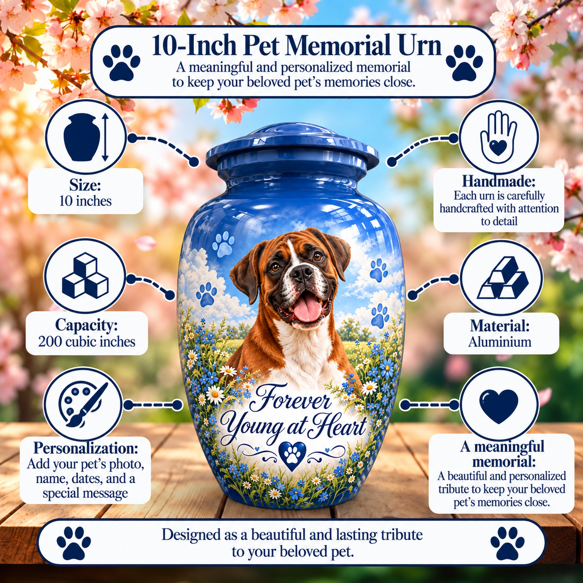 dog memorial photo memorial urn for pet ashes, handmade aluminum pet memorial urn with photo – picture 6