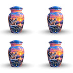 White Wolf Winter Sunset Cremation Urn for Human Ashes – Personalized Handmade Aluminum Urn
