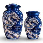 dragon art cremation urn with keepsakes, handmade aluminum urn – photo 7