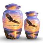 "A Legacy of Strength" Bald Eagle Cremation Urn for Human Ashes – Personalized Handmade Aluminum Urn