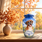 dog memorial photo memorial urn for pet ashes, handmade aluminum pet memorial urn with photo – picture 7