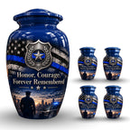 police officer tribute cremation urn for human ashes, handmade aluminum – photo 8