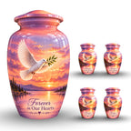Olive Branch Dove Cremation Urn for Human Ashes – Personalized Handmade Aluminum Urn