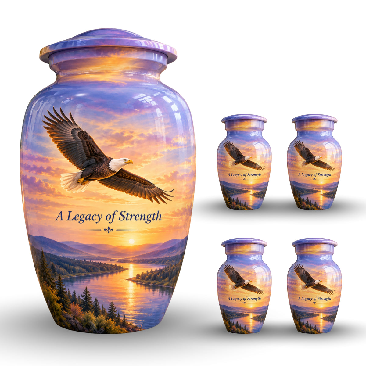 "A Legacy of Strength" Bald Eagle Cremation Urn for Human Ashes – Personalized Handmade Aluminum Urn