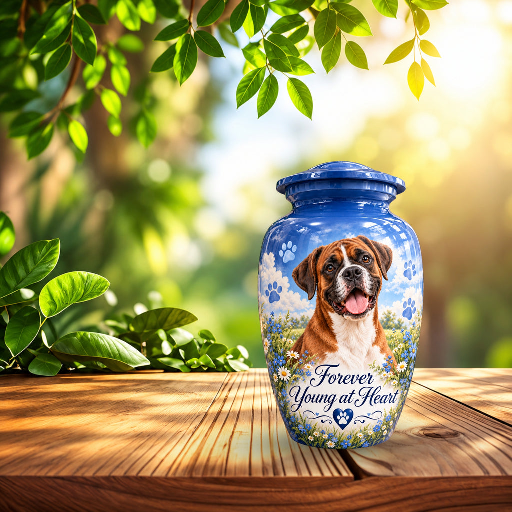 dog memorial photo memorial urn for pet ashes, handmade aluminum pet memorial urn with photo – picture 8