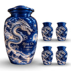 dragon art cremation urn with keepsakes, handmade aluminum urn – photo 8