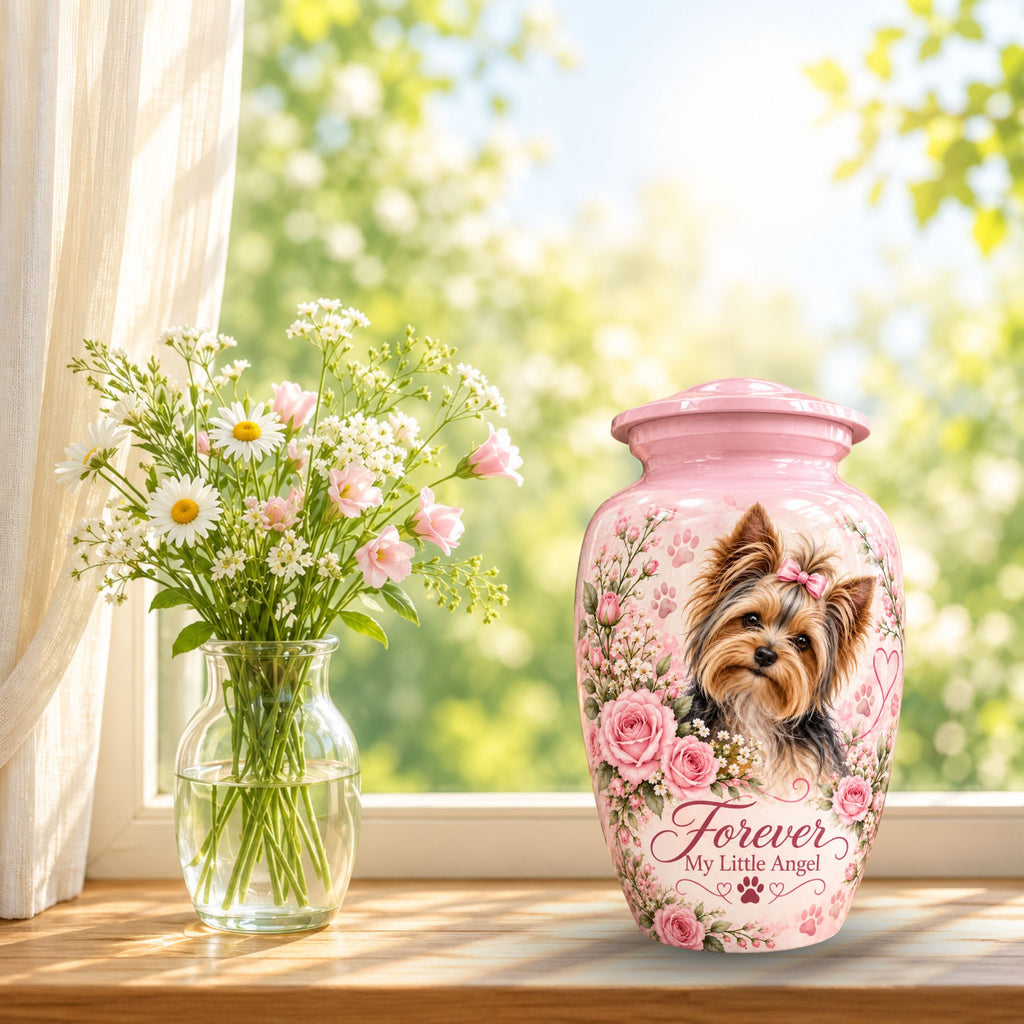 dog memorial photo urn for dog ashes, handmade aluminum pet memorial urn with photo – picture 9