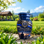 police officer tribute cremation urn for human ashes, handmade aluminum – photo 9