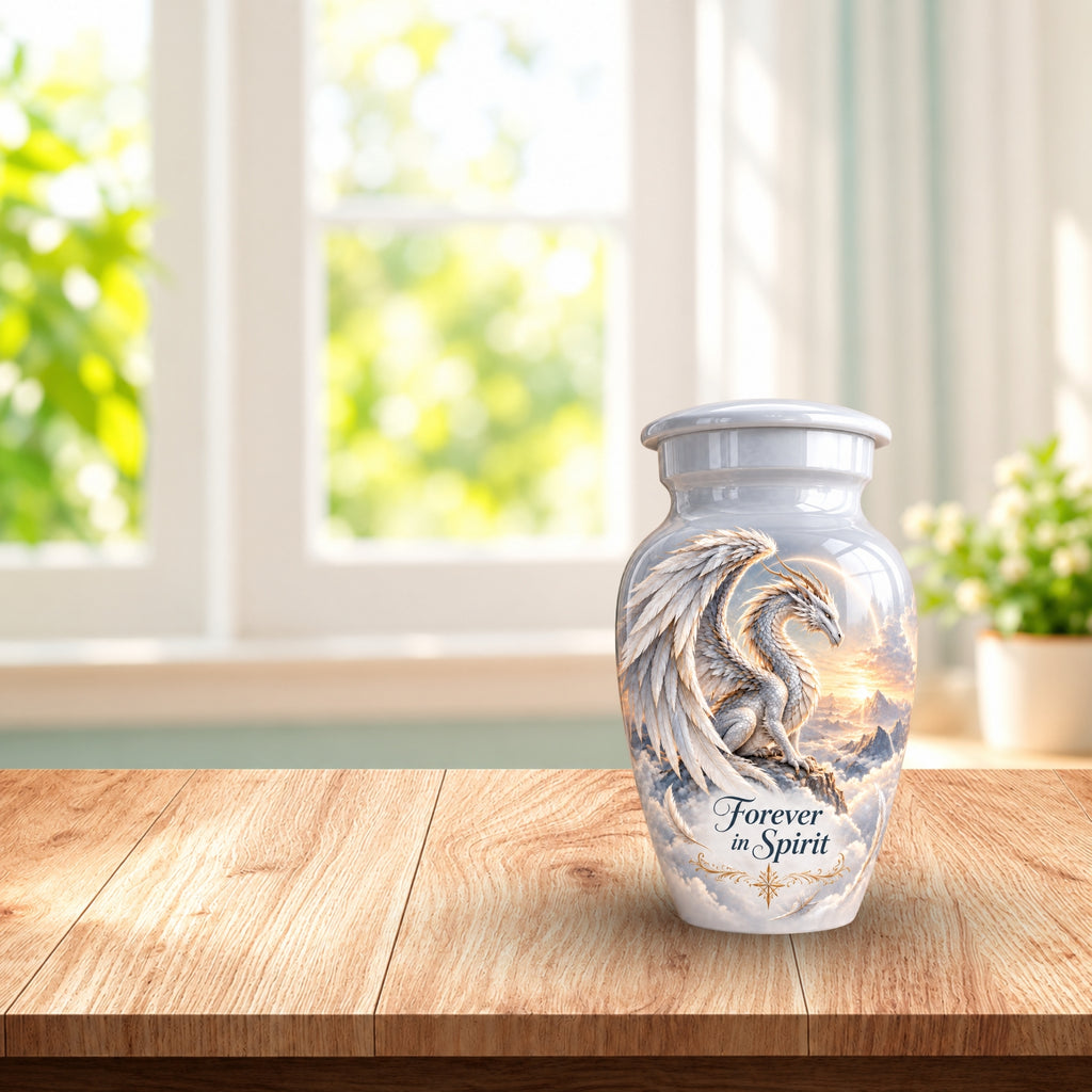 dragon art urn for human ashes, handmade aluminum urn – photo 9