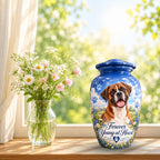 dog memorial photo memorial urn for pet ashes, handmade aluminum pet memorial urn with photo – picture 9