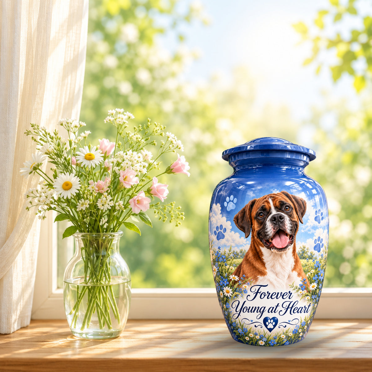 dog memorial photo memorial urn for pet ashes, handmade aluminum pet memorial urn with photo – picture 9