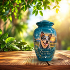 custom pet photo cremation urn for pet ashes, handmade aluminum pet memorial urn with photo – picture 8