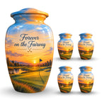 Golf Course Sunset Cremation Urn for Human Ashes – Personalized Handmade Aluminum Urn