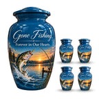 bass fishing sunset cremation urn for human ashes, handmade aluminum – photo 8