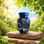 police officer tribute cremation urn for human ashes, handmade aluminum – photo 10