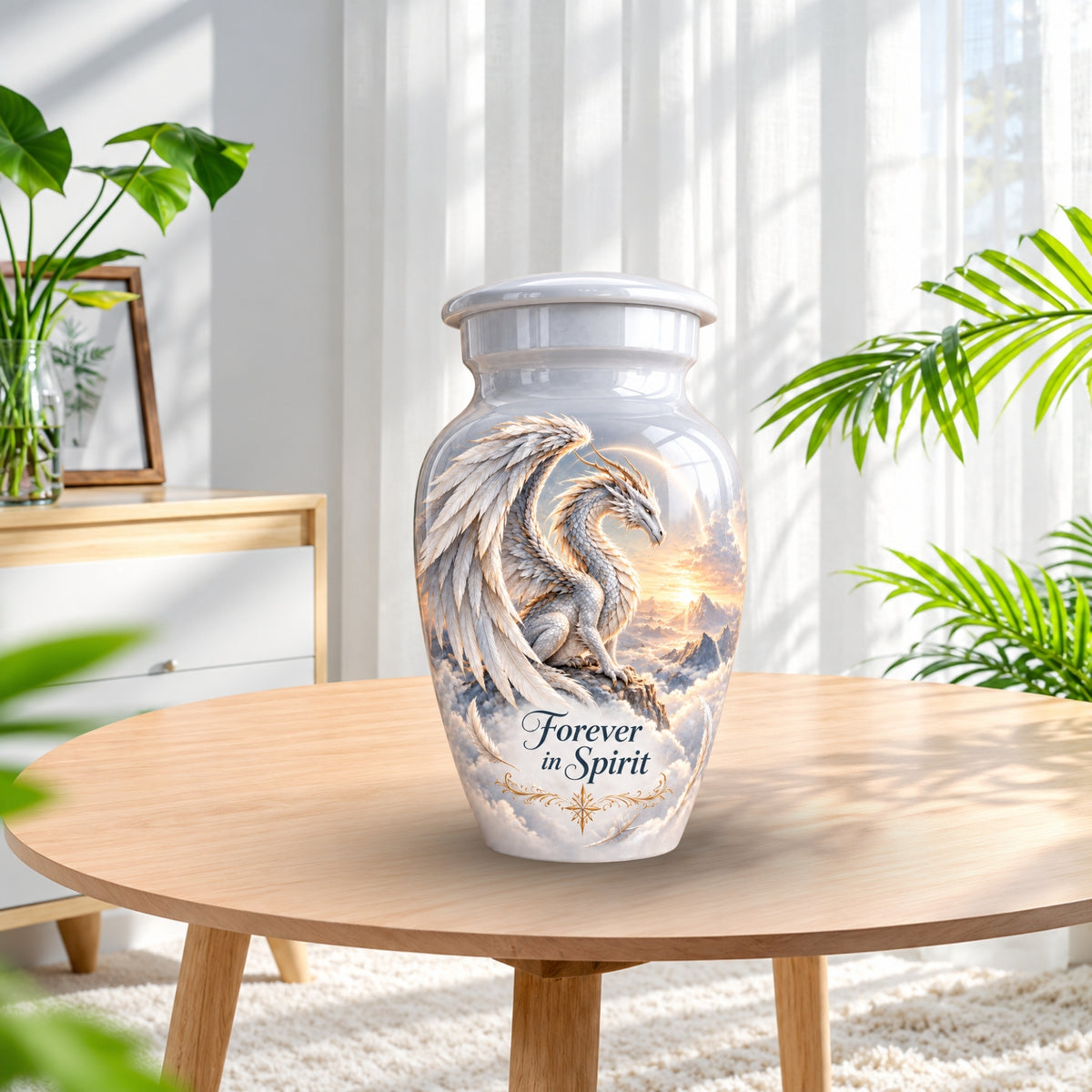 dragon art urn for human ashes, handmade aluminum urn – photo 10