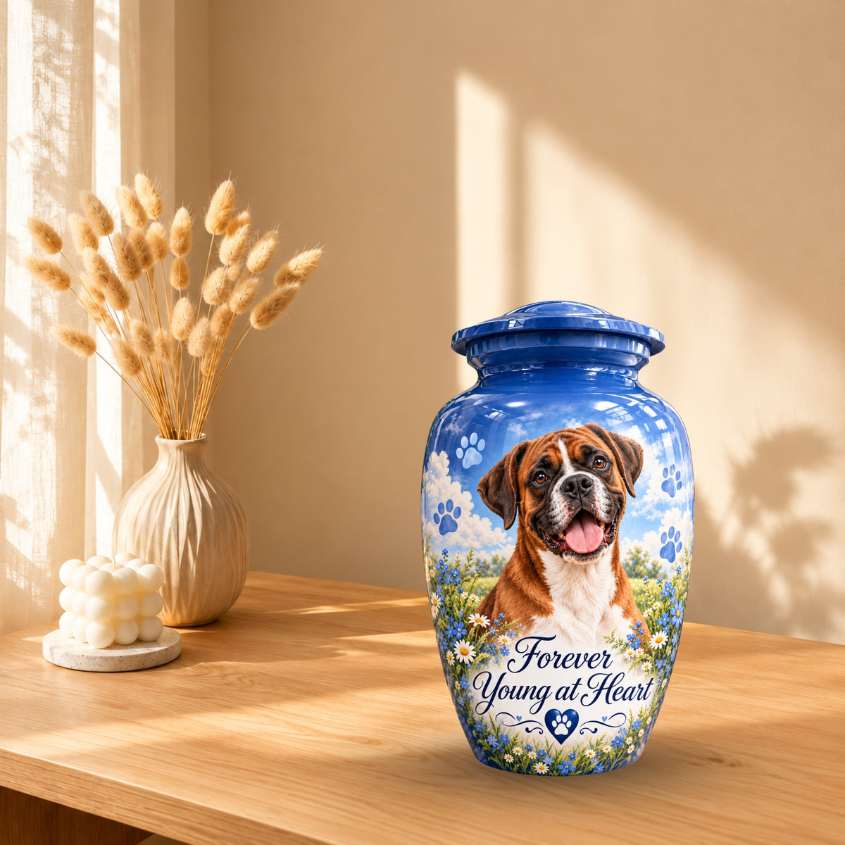 dog memorial photo memorial urn for pet ashes, handmade aluminum pet memorial urn with photo – picture 10