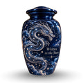dragon design cremation urn with keepsakes, handmade aluminum urn – photo 1