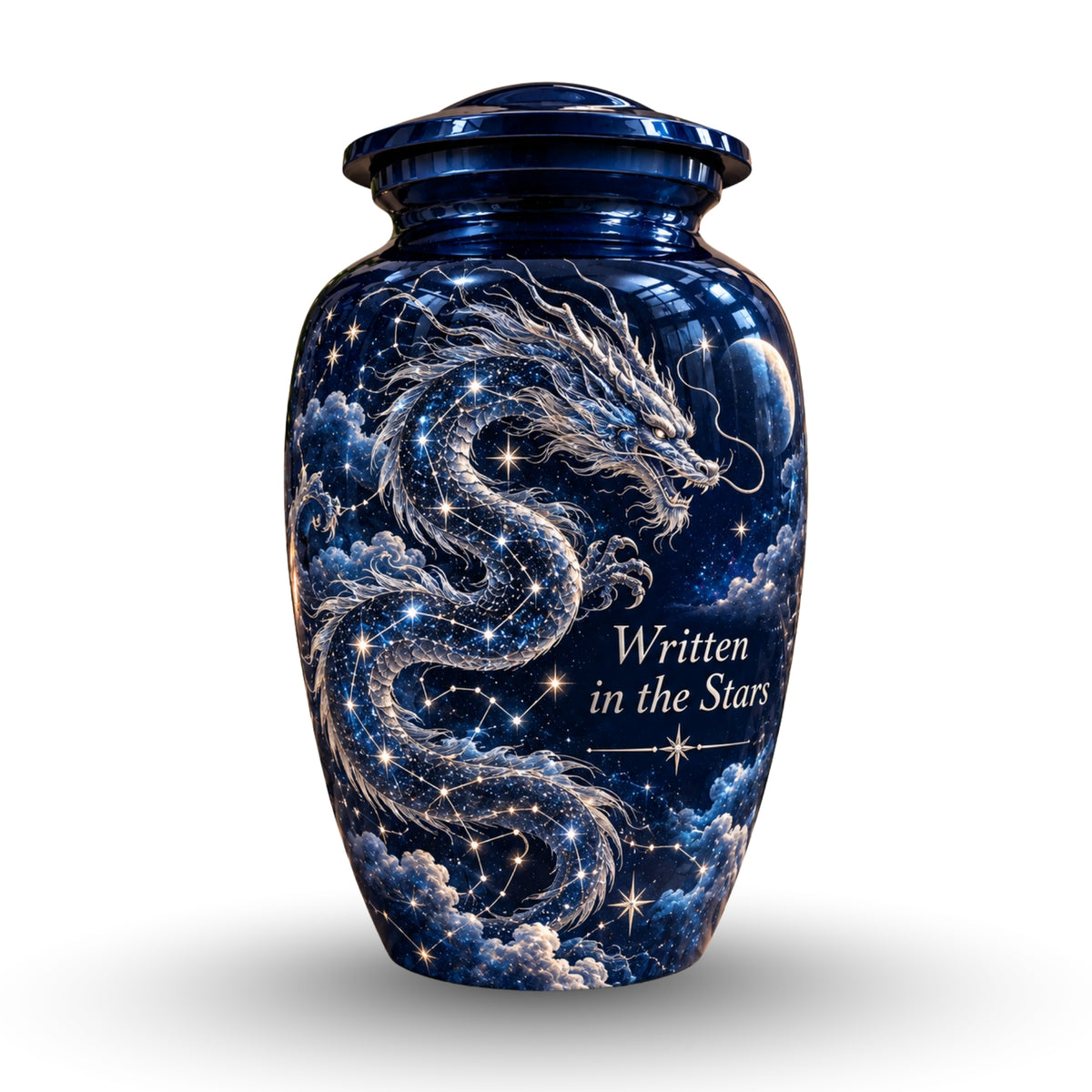 dragon design cremation urn with keepsakes, handmade aluminum urn – photo 1