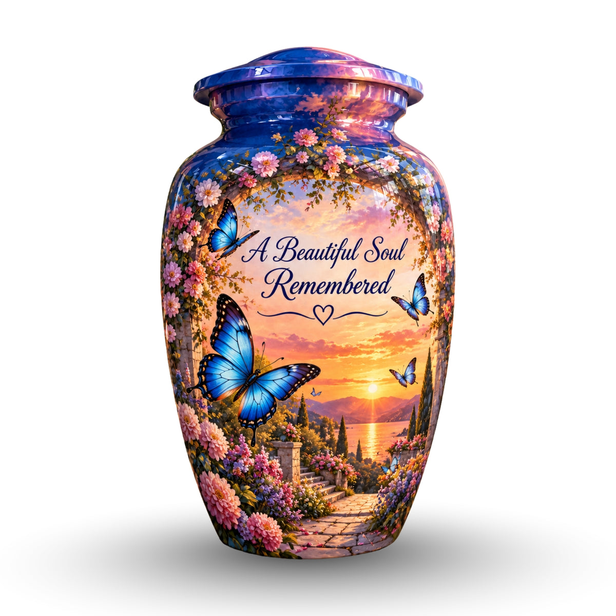 Lakeside Garden Cremation Urn for Human Ashes – Personalized Handmade Aluminum Urn