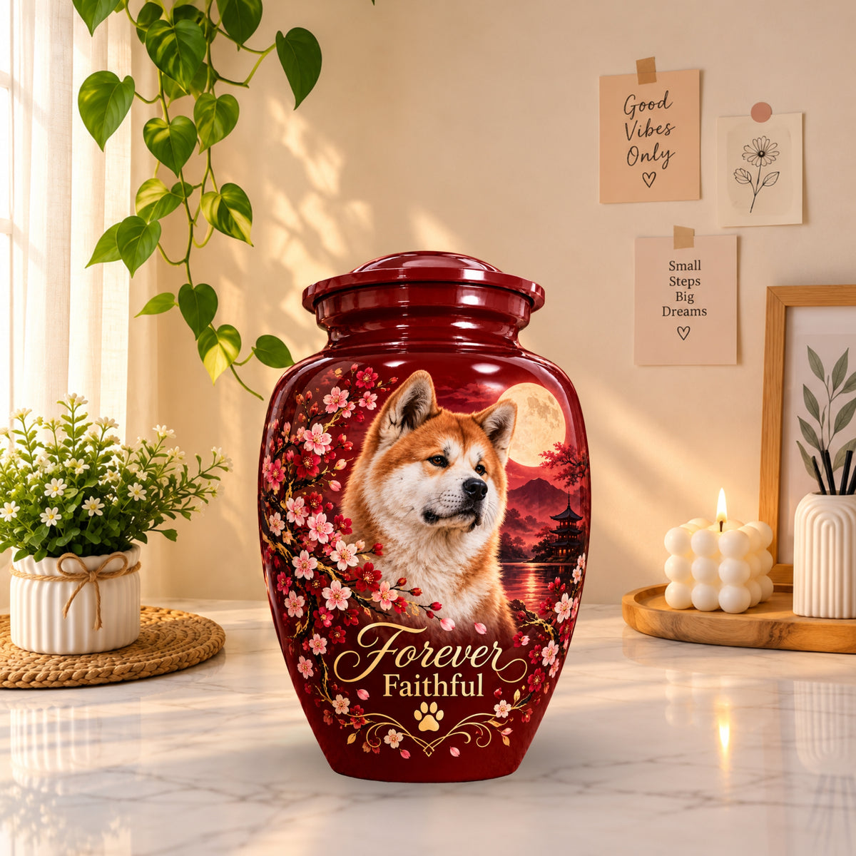 custom pet photo cremation urn for dogs, handmade aluminum pet memorial urn with photo – picture 2