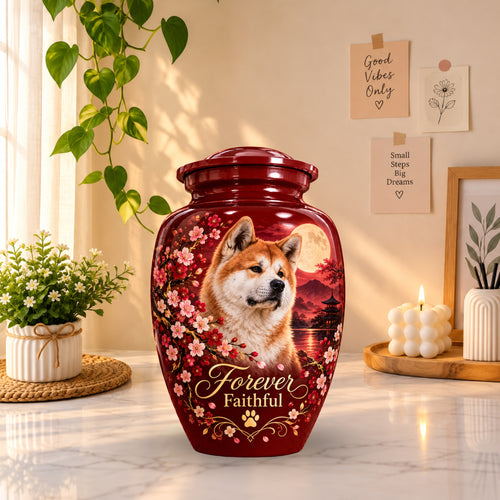 custom pet photo cremation urn for dogs, handmade aluminum pet memorial urn with photo – picture 2