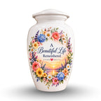Heart and Blossoms Cremation Urn for Human Ashes – Personalized Handmade Aluminum Urn